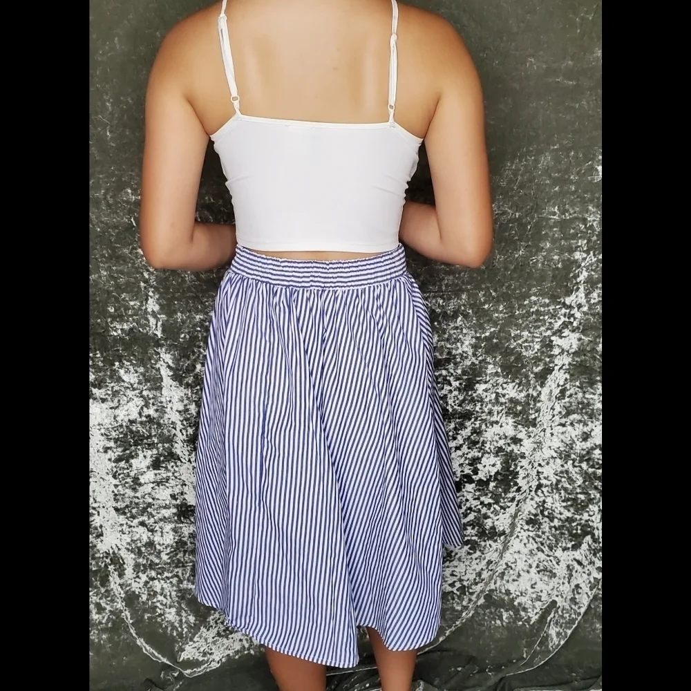 Haute Monde Striped Midi Skirt